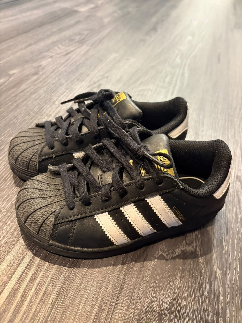adidas Kids Black & White Shell Toe Sneakers